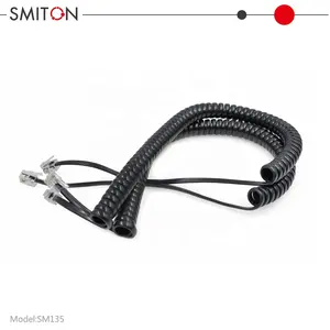 Black Colour 3M 4P4C RJ9 Spring Cable With RJ9 Male Connector Telephone Handset Cable