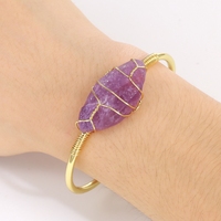 Bracelet ouvert indien plaqué or 18 carats, éco-responsable, avec pierres précieuses naturelles uniques, pour unisexe, anniversaire