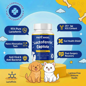 Capsule de lactoferrine nano-encapsulée OEM, pureté 95 %, 25 % IgG, colostrum bovin, complément immunitaire pour animaux, haute absorption, capsule pour chien - Product Image 1