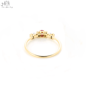 Bagues de fiançailles et de mariage pour femmes, de qualité exceptionnelle, style tendance, perle d'eau douce, or jaune massif 18 carats, diamant naturel, rubis - Product Image 3