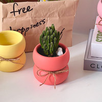 Pot de fleurs en ciment pour succulentes, disponible en plusieurs couleurs, accompagné d'un petit pot de fleurs simple pour le bureau, respirant