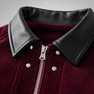 Wholesale Custom Logo Men's Corduroy Cropped <b>Zip</b>-<b>Up</b> <b>Jacket</b> Faux Leather Collar Bomber Streetwear Fashion Outerwear OEM Available - Product Image 5