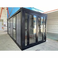 Maison conteneur préfabriquée de 20 pieds, portable et démontable, avec mur-rideau en verre, design moderne pour hôtel, appartement, villa, durée de vie de 15 ans
