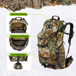 Sac à dos de chasse camouflage imperméable pour sports de plein air unisexe avec porte-arme et poches avant - Product Image 1