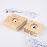 Lampe de nuit carrée LED, socles d'affichage LED en bois, lumière d'affichage carrée en bois pour cadeaux d'anniversaire, lampe intelligente 3D