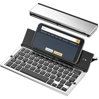 Teclado Bluetooth Plegable de Aluminio y ABS, Recargable, 58 Teclas, con Soporte para Teléfono, Certificado CE ROHS