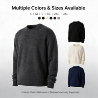 Pull en maille brossée douce pour homme, col rond côtelé, épaules tombantes, couleur anthracite, fabrication OEM/ODM, vente en gros de tricots