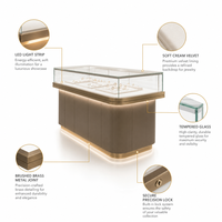 Vitrine de présentation de bijoux en bois, métal et verre OEM ODM, avec éclairage LED, taille personnalisée, vente en gros pour projets de vente au détail