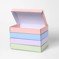 Boîte d'expédition pliable auto-érectible en carton ondulé de 2 mm, écologique, recyclable, réutilisable, impression personnalisée, couleur pastel, emballage cadeau pour