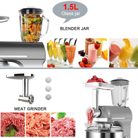 Robot pâtissier électrique multifonctionnel 5L-10L en acier inoxydable avec bol mélangeur, mixeur et centrifugeuse 1000W 8 vitesses pour cuisine domestique
