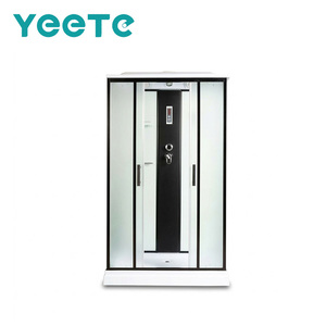 <span class=keywords><strong>Cabine</strong></span> de <span class=keywords><strong>douche</strong></span> vapeur électrique YEETE à cadre noir, rectangulaire, avec porte coulissante, jets corporels, siège pliable et étagère en verre - Product Image 1