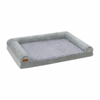Coussin orthopédique pour animaux de compagnie en mousse alvéolée, pour chiens et chats, à récupération lente, éponge haute densité, trois côtés rembourrés, housse amovible et lavable, antidérapant