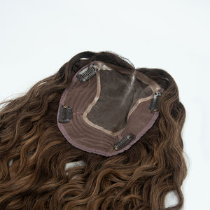 Toupet pour femme en cheveux humains vierges bruts 100% naturels, livraison directe usine, taille 6x7 pouces avec clips, mono lace topper, dos tissé - Product Image 1