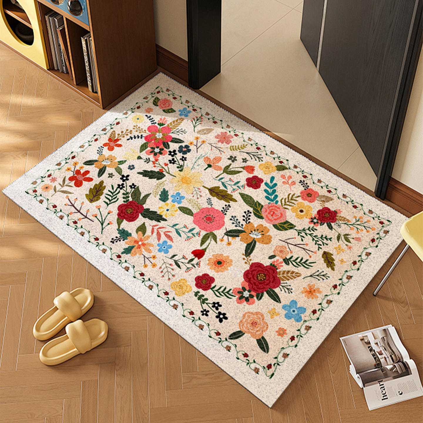 ลายดอกไม้สไตล์ป่า - สีเบจ