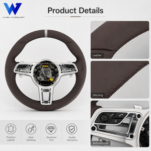 Volant en cuir marron de haute qualité, vente directe d'usine, adapté aux Porsche Macan Cayenne 718 911 Panamera, matériau en cuir - Product Image 3
