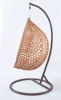 Fauteuil Œuf Suspendu Pliant en Rotin et Osier pour Jardin et Patio, Balançoire d'Extérieur avec Support Métallique, Personnalisation en Usine