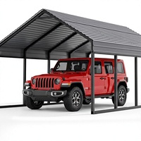 Abri de voiture en métal Poborin Heavy Duty 12x20 pieds pour 2 voitures |   Kit de garage automobile moderne à toit en pente résistant aux intempéries, avec structure renforcée et auvent pour bateau