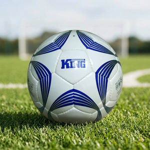 Ballon de football Premier modèle 610 taille 5 en PU, pour usage extérieur toutes saisons, blanc avec motif bleu et noir - Product Image 2