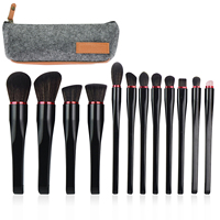 Nouvelle conception, noir, 12 pièces, pinceaux de maquillage professionnels de luxe de haute qualité, vegan, logo personnalisé, marque privée, avec boîte