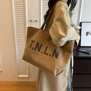 Sac à provisions en toile réutilisable avec logo personnalisé imprimé avec poignées en cuir élégantes, motif de dessin animé pliable - Product Image 4