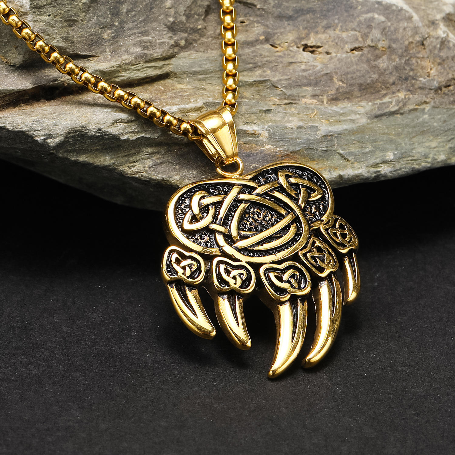 จี้ทอง + โซ่มุกสี่เหลี่ยม3.0ทอง60ซม