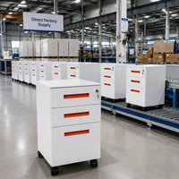 Meuble de rangement mobile à 3 tiroirs avec roulettes verrouillables pour bureau, en acier laminé à froid compact