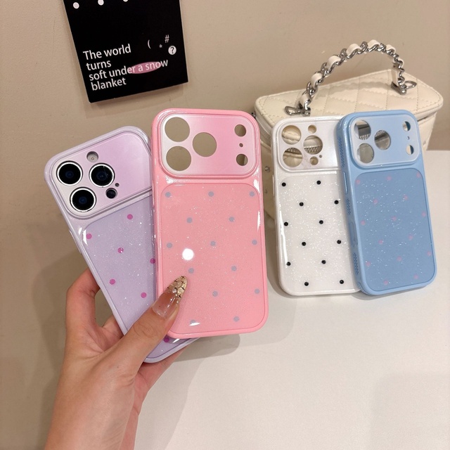 Polka-dot Glitter Gel-Edge Silicone Gel Heat-Dissipating Case for 18 Pro Max 17/16/15 Pro Minimalist Design