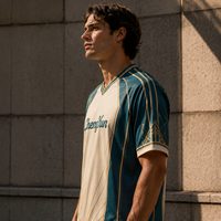 Camiseta de Fútbol Retro Art Deco en Verde Azulado y Dorado, Camiseta de Fútbol con Diseño Geométrico de Rayos de Sol, Elegante Camiseta de Fútbol Vintage