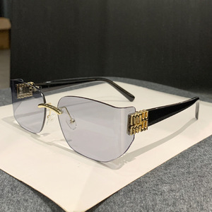 Metal <b>Square</b> Frameless Sunglasses <b>Gold</b> <b>Frame</b> Pc Lens Uv400 Protection Women's Fashion Outdoors Cycling Driving - Product Image 4
