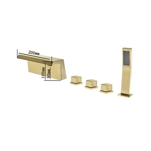 Français antique de luxe doré baignoire ensemble de douche 5 trous alimenté par mitigeur de baignoire - Product Image 3