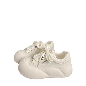 Chaussures pour femmes à plateforme en cuir synthétique, style coréen, respirantes, légères, à brides croisées, résistantes à l'usure, blanches, mi-hautes, pour l'automne - Product Image 2