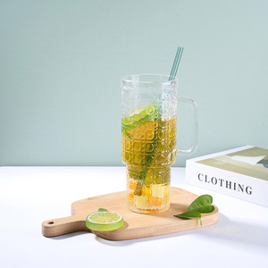 Vaso de vidrio transparente de 500ml con asa para zumo de frutas, <span class=keywords><strong>cerveza</strong></span>, fiestas y bares, venta al por mayor - Product Image 2
