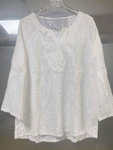 Fashion Womens Shirt Floral Embroidered <b>Dressy</b> Casual 3/4 Tiered Bell Sleeve Blouses Chiffon Work Mesh <b>Tunic</b> <b>Top</b> - Product Image 2
