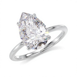 Anillo de compromiso de oro blanco de 18 quilates con diamante de laboratorio talla pera y halo para mujer, joyería de aniversario - Product Image 3