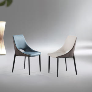 Sillas de Comedor de Diseño Moderno y Lujoso para Hotel, Respaldo Curvo Abierto, Patas de Metal Resistentes, Tela de Alto Rendimiento/Cuero Sintético, Muebles para el Hogar - Product Image 2