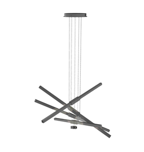 Lustre moderne en acier inoxydable doré, luminaire suspendu LED en forme de croix, montage au plafond, blanc chaud, hauteur réglable - Product Image 6