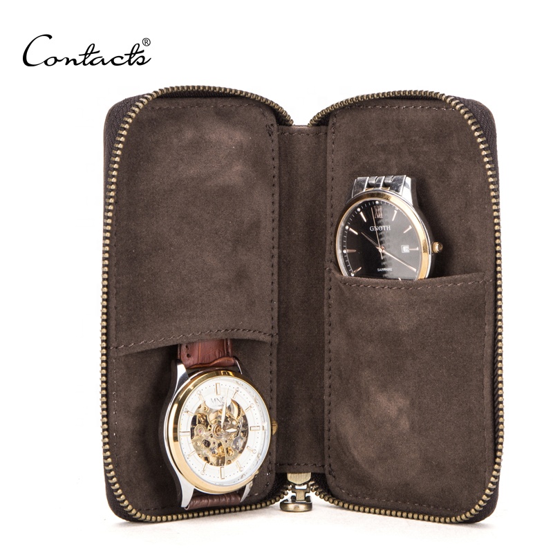 OEM ODM индивидуальный контакт кожаный карманный держатель может двойные часы Оптовая Продажа двойной кожаный корпус