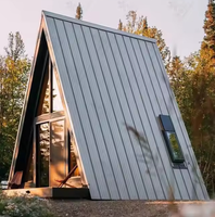 Maison mobile moderne, villas préfabriquées en acier, maison modulaire isolée en forme de A triangulaire, Airbnb Europe pour les voyages et les vacances