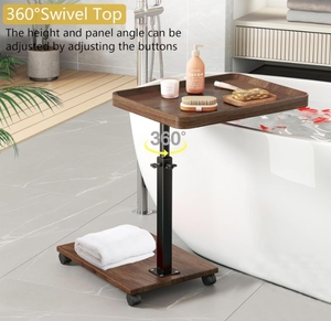Hiện Đại Tiết Kiệm Không Gian Thiết Kế Có Thể Điều Chỉnh Chiều Cao Bằng Gỗ Khay Bảng 360 Xoay Di Động Di Động Tv Khay Bánh Ghế Bàn Cho Nhỏ - Product Image 5