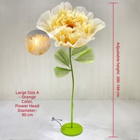 Fleurs de décoration de scène de mariage lumineuses à ouverture/fermeture automatiques Pivoine & Rose avec voile en gaze