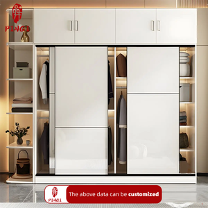 Derniers produits personnalisés Armoire en bois blanc Chambre à coucher Placard Organisateur Garde-robe Vêtements Stockage Gain de place pour la maison - Product Image 2