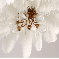 Candelabro de plumas rosas Decoración de dormitorio Lámpara colgante Luz de techo de cobre Cafetería bar Librería Lámpara colgante