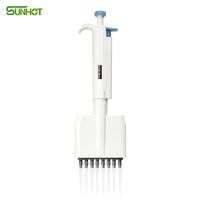 Pipette manuelle semi-stérilisée multi-canaux Sunhot TopPette en plastique, 8/12 canaux, en promotion