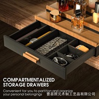 Organizador de Escritorio Personalizable de Lujo en Madera de Nogal con Diseño Escalonado, Cajón de Almacenamiento para Cosméticos, Maquillaje, Celular y Reloj