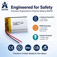 Batterie LiPo OEM au lithium polymère rechargeable sur mesure en gros, cellule 502535 3.7V 400mAh pour écouteurs, bracelet connecté et IoT