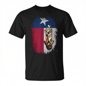 Camiseta con diseño de poste de barbero con la bandera de Texas para hombre, manga corta, cuello redondo, diseño promocional - Product Image 3