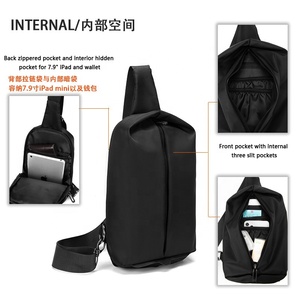 Bolsa de pecho cruzada de nailon grande personalizada para hombre, bolsas de pecho tácticas con patrón de hilo, bolsa de poitrina - Product Image 2