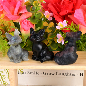 6cm <b>Crystal</b> <b>Animals</b> Sculpture Natural Multiple Materials <b>Crystal</b> Stones Fox <b>Crystal</b> Carving for Decoration - Product Image 1