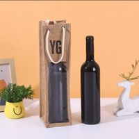 Sac cadeau en lin pour vin, sac à main pour une ou deux bouteilles de vin, sac d'emballage personnalisé avec logo pour vin rouge, liqueur, whisky