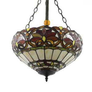 Lampe suspendue LED décorative en verre Tiffany de Chine, 16 pouces, rouge, avec 2 lumières, protection des yeux, pour petit bar ou éclairage de bureau - Product Image 4